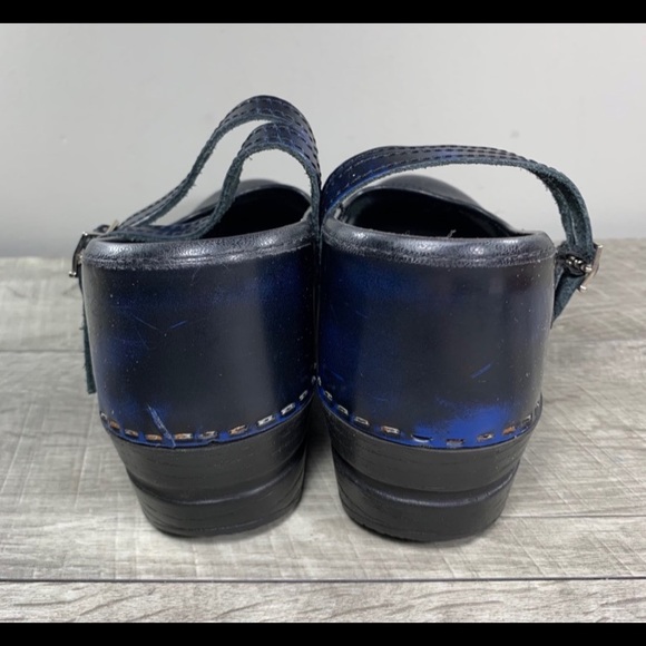 Sanita Blue / Black Leather Mary Jane Women’s Clogs Shoes Size 39 Euro, 8-8.5 US - Picture 6 of 9
